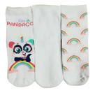 Kit com 3 Meias Soquete Menina Panda Arco iris - Puket 8285