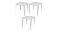 Kit com 3 mesa de plástico bela vista - branca - mor