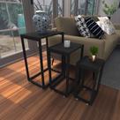 Kit com 3 Mesa lateral preta aparador de sofa sala mesa lateral cama
