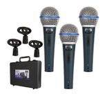 Kit Com 3 Microfone Dinâmico Btm58a com Maleta E Cachimbo