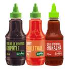 Kit Com 3 Molhos de Pimenta Cepêra Chipotle Sriracha Chilli Thai