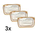Kit com 3 Necessaire transparente e AMARELA 23X15