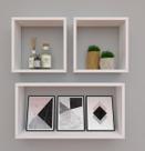 Kit com 3 nichos decoração para Quarto Branco Retangular Kit com 3 nichos decoração para Quarto Branco Retangular