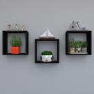 Kit com 3 nichos decoração para Quarto Preto 30x30x12cm