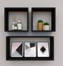 Kit com 3 nichos decoração para Quarto Preto Retangular