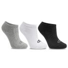 Kit com 3 Pares de Meia Unissex Preta, Branca e Cinza - Olympikus