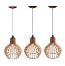 Kit com 3 Pendentes Luminária de Teto Lustre em MDF para Qualquer Ambiente