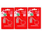 Kit com 3 Pendrive Masterdrive Mini Chaveiro 64GB USB 2.0 Class10