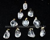 Kit com 3 Pingentes de Quartzo Cristal Rolado Dourado - Atacado