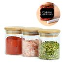 Kit com 3 Potes de Vidro para Armazenar Temperos 200ML