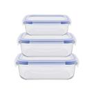 KIT COM 3 POTES HERMÉTICO DE VIDRO 640ml 1040ml 1500ml RETANGULAR DE VIDRO BOROSSILICATO