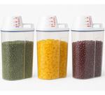 Kit com 3 Potes Herméticos 2l Copo Medidor Cozinha Lavanderia
