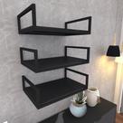 Kit com 3 Prateleira industrial suspensa parede nicho preta cozinha escritorio sala quarto infantil