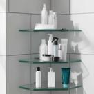 Kit com 3 Prateleiras de Vidro para Chanfrada 25x25 cm Design Elegante banheiro, Cozinha ou Sala