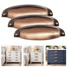 Kit Com 3 Puxador Meia Lua 96mm Concha Cobre Escovado Fosco Móveis Planejados Armários Gavetas