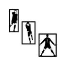 Kit Com 3 Quadros Alto Relevo Futbol 32X58Cm Preto