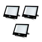Kit com 3 Refletores LED 200W IP66 6000K Bivolt Iluminação Profissional para Áreas Amplas