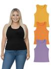 Kit Com 3 Regatas Ribana Feminina Cores Sortidas Plus Size Cor:ColoridoTamanho:Único