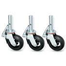 Kit com 3 Roda Para Andaime Rodízio De Borracha E Ferro 330mm 200kg