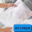 Kit com 3 sacos para lavagem de roupas Preserva tecidos delicados e previne a formação de bolinhas