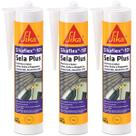 Kit com 3 Selante Sikaflex 101 Sela PLUS 400G Cinza Sika