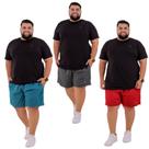 Kit com 3 Short Tactel Masculino Plus Size Elastano Bermuda G1 ao G4