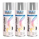 Kit Com 3 Tinta Spray Cromado Metálico Tekbond 350ml
