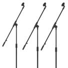 Kit Com 3 Uni Suporte Para Microfone Tonante Tipo Girafa Tripé Pedestal Ajustável Portátil Com Cachimbo Material Aço Reforçado Pedestal Ajustável