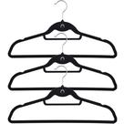 Kit com 3 Unidades Cabides De Veludo Slim Preto Antideslizante Ultrafino