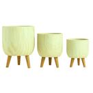 Kit com 3 Vasos Linha Genebra Cachepot com Tripé de Madeira -