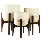 Kit com 3 Vasos Linha Genebra com Suporte de Madeira Alto