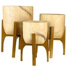 Kit com 3 Vasos Linha Genebra com Suporte de Madeira Alto