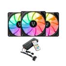 Kit com 3 Ventoinhas Husky Arctic Breeze, 120mm, Iluminação ARGB, Preto - HKCF300PT