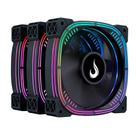 Kit Com 3 Ventoinhas Rise Mode Aura Pro Black, ARGB, 120mm, Preto - RM-AUB-02-ARGB
