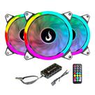 Kit Com 3 Ventoinhas Rise Mode Energy, 120mm, ARGB, Preto - FN-02-RGB-5V