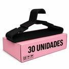 Kit com 30 Cabides Adulto Preto Organizador Roupa Plástico