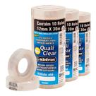 Kit Com 30 Fitas Adesivas Pequena Transparente 12mm x 30m Multiuso Quali Clear Adelbras