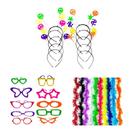 Kit com 30 Itens Para Carnaval Óculos Coloridos Tiaras e Marabu Artigos Festa