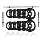 Kit com 30 Kg de Anilhas Ferro Fundido + Barras de Supino e Halteres Kit com 30 Kg de Anilhas Ferro Fundido + Barras de Supino e Halteres