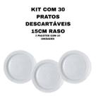 Kit com 30 pratos descartaveis rasos 15cm ibras - 3 pacotes