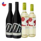 Kit com 4 - 2 Vinhos Tinto Pinot Noir e 2 Vinhos Branco Sauvignon 750ml Kit com 4 - 2 Vinhos Tinto Pinot Noir e 2 Vinhos Branco Sauvignon 750ml