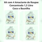 Kit com 4 Amaciante Roupa Concentrado Coco e Baunilha 1,5 Lt