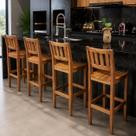 Kit com 4 Banquetas Alta Confort com Encosto Madeira Maciça Malbec Kit com 4 Banquetas Alta Confort com Encosto Madeira Maciça Malbec