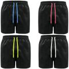 Kit Com 4 Bermudas Praia Masculina Tactel Preta Cordões Coloridos