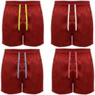 Kit Com 4 Bermudas Praia Masculina Tactel Vermelho Cordões Coloridos