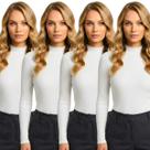 Kit com 4 Blusas Gola Alta Feminina Manga Longa Canelada Cacharrel Casual Frio Inverno