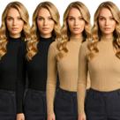 Kit com 4 Blusas Gola Alta Feminina Manga Longa Canelada Cacharrel Casual Frio Inverno Kit com 4 Blusas Gola Alta Feminina Manga Longa Canelada Cacharrel Casual Frio Inverno