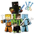 Kit com 4 Bonecos Articulados Mine Youtubers do jogo craft
