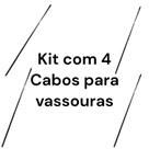 Kit com 4 cabo para vassoura preto de metal 1,40m para pendurar