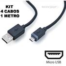 Kit com 4 Cabos USB Tipo V8 - Rápido, Resistente e Versátil